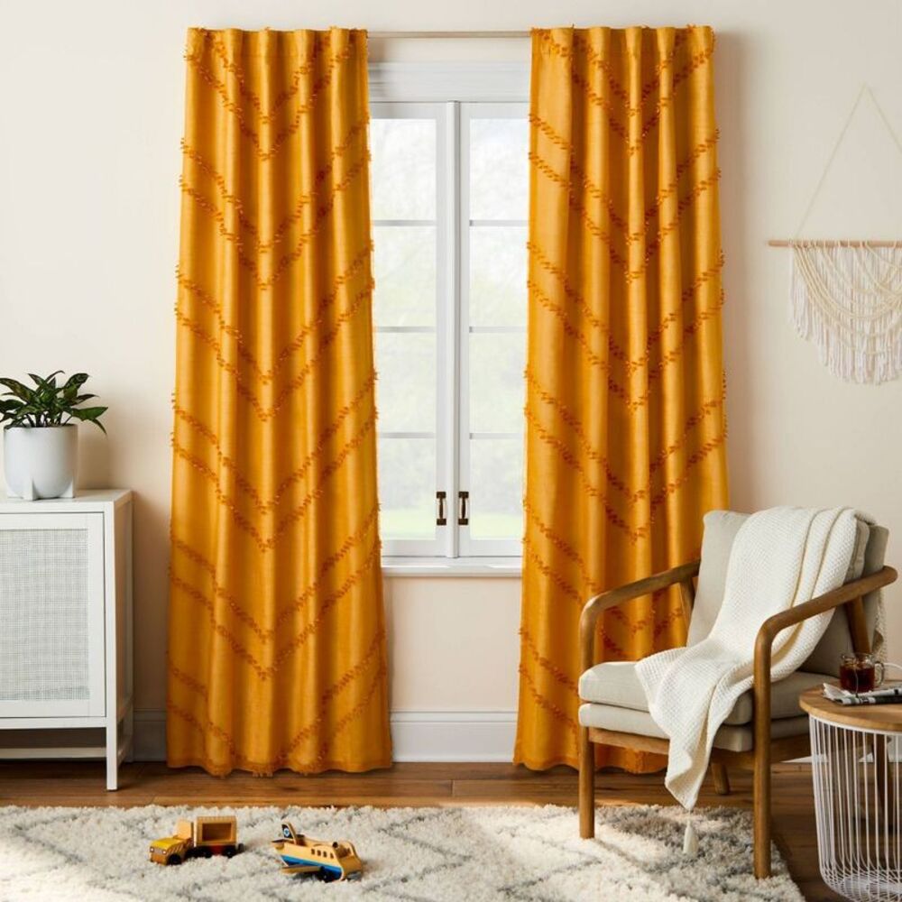 Open Box - Pillowfort - 84" Blackout Chevron Clip Dotted Overla Yellow